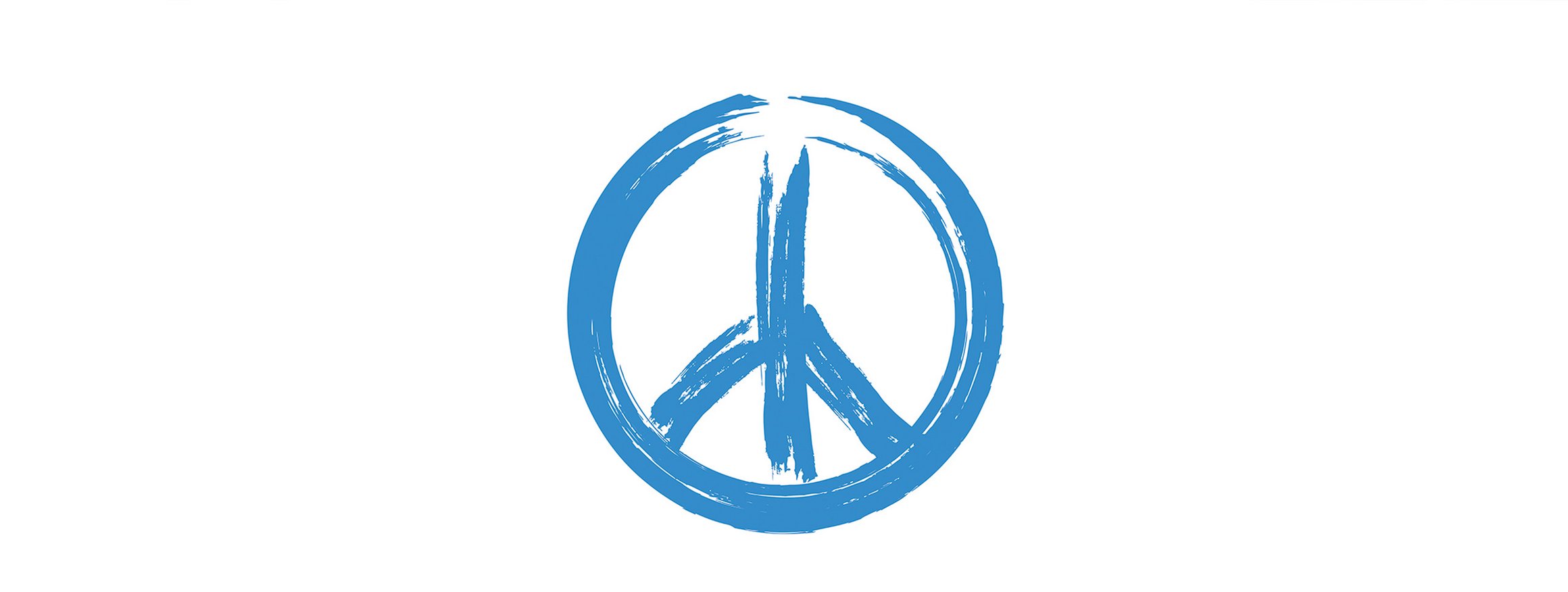 Das Peace-Symbol mit blauer Farbe gemalt