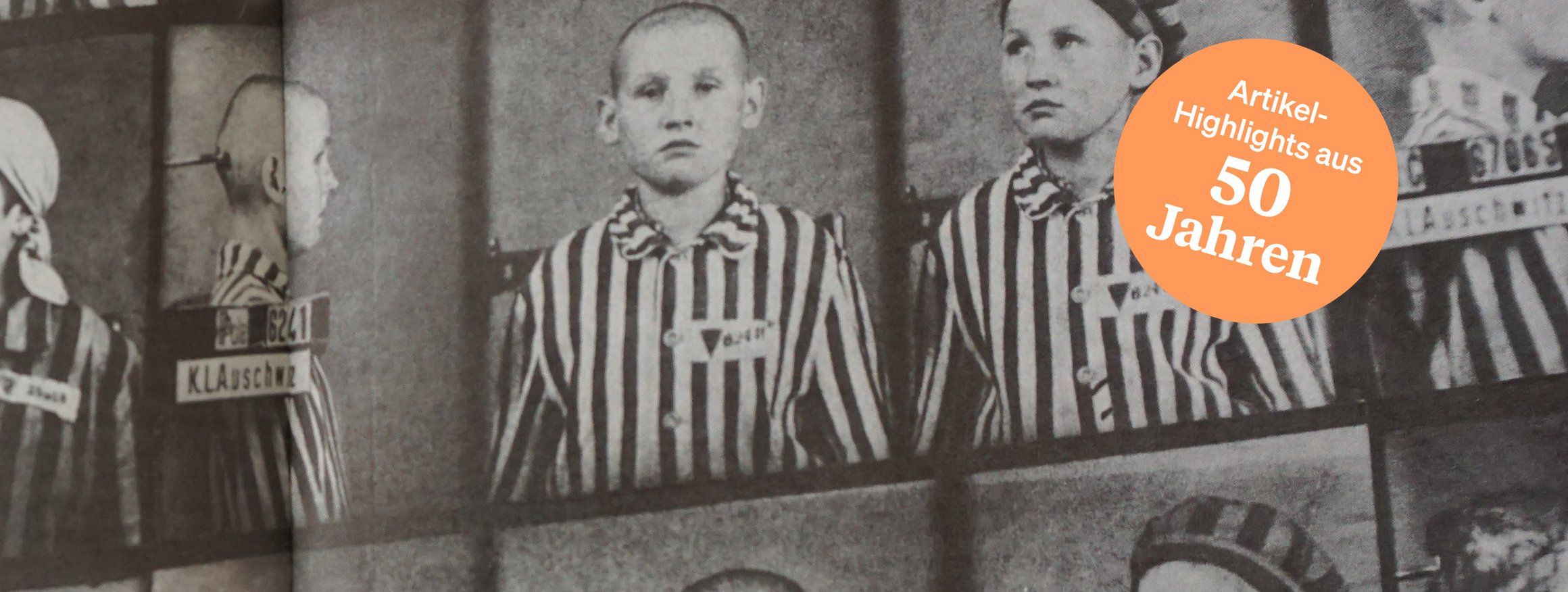 Das schwarz-weiß Foto zeigt Kinder in gestreiften Hemden, die im KZ Auschwitz als Zwillinge Teil von grausamen Experimenten von SS-Arzt Josef Mengele wurden.