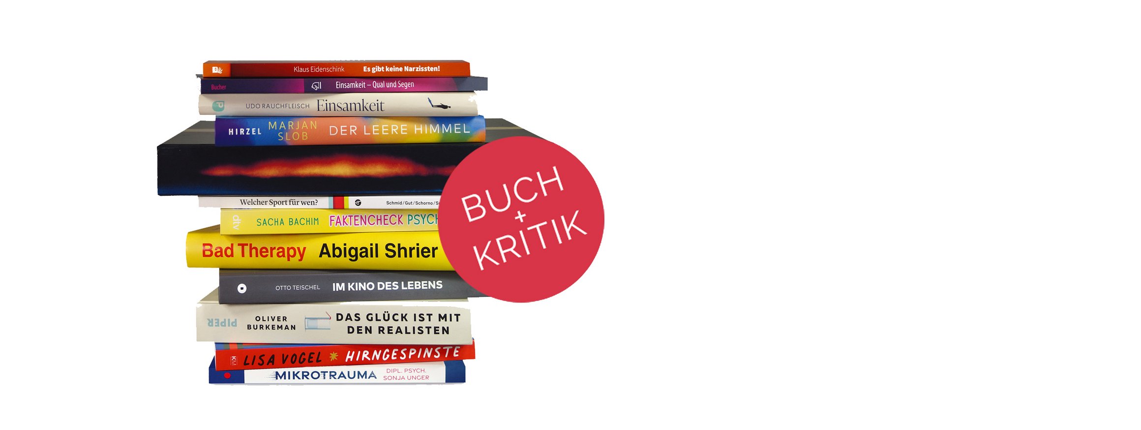 Ein Bücherstapel mit den Büchern, die in Ausgabe 1/2025 des Magazins Psychologie Heute vorgestellt werden