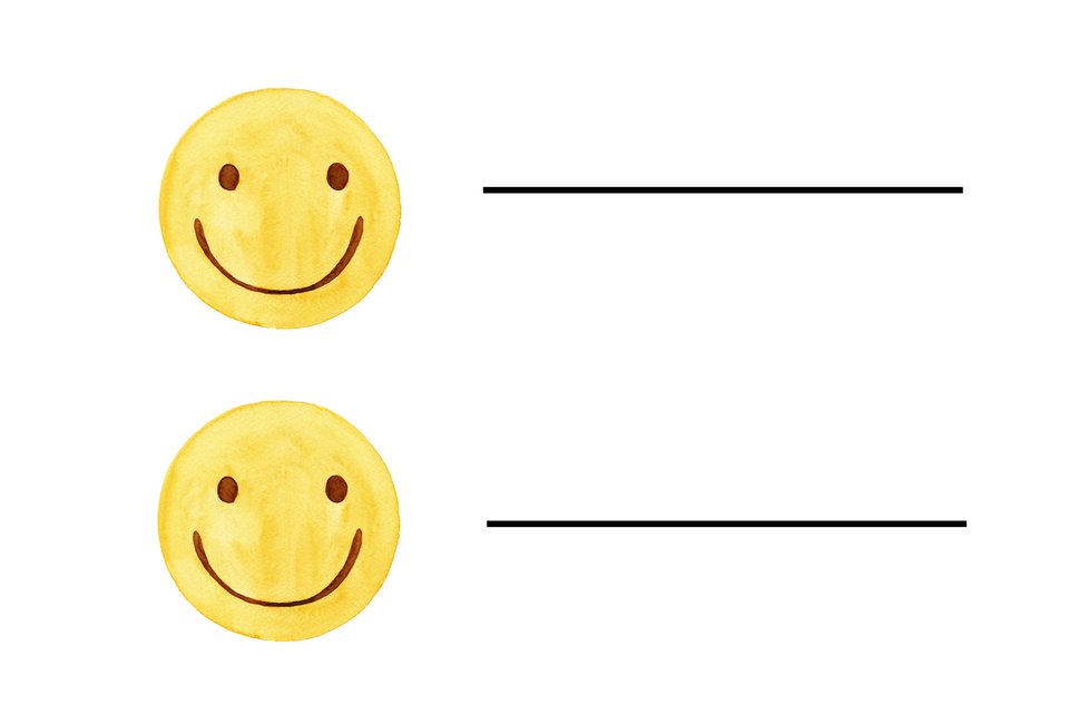 Die Illustration zeigt zwei gelbe Smileys und daneben jeweils ein schwarze Linie