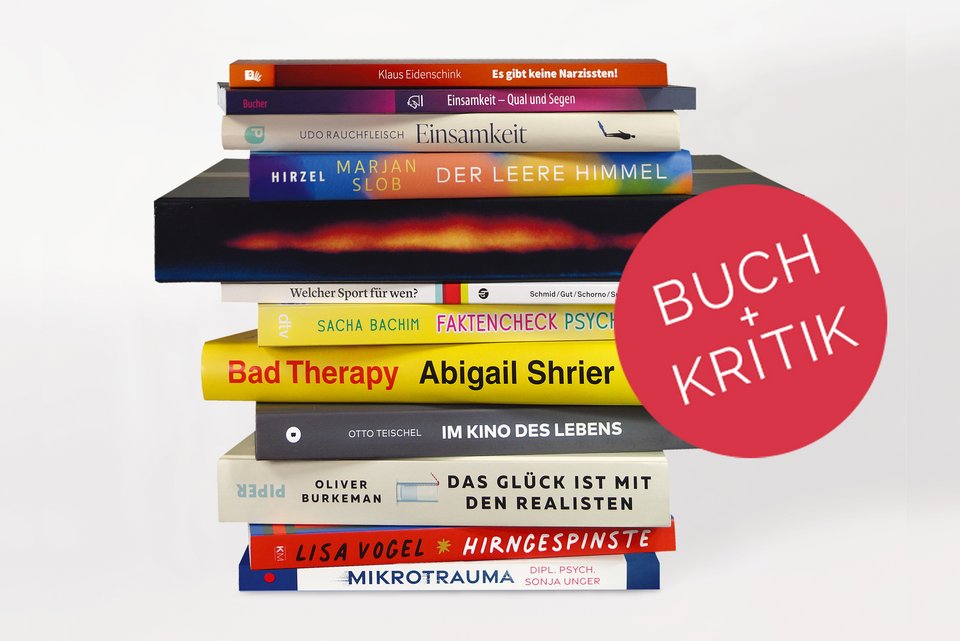 Ein Bücherstapel mit den Büchern, die in Ausgabe 1/2025 des Magazins Psychologie Heute vorgestellt werden