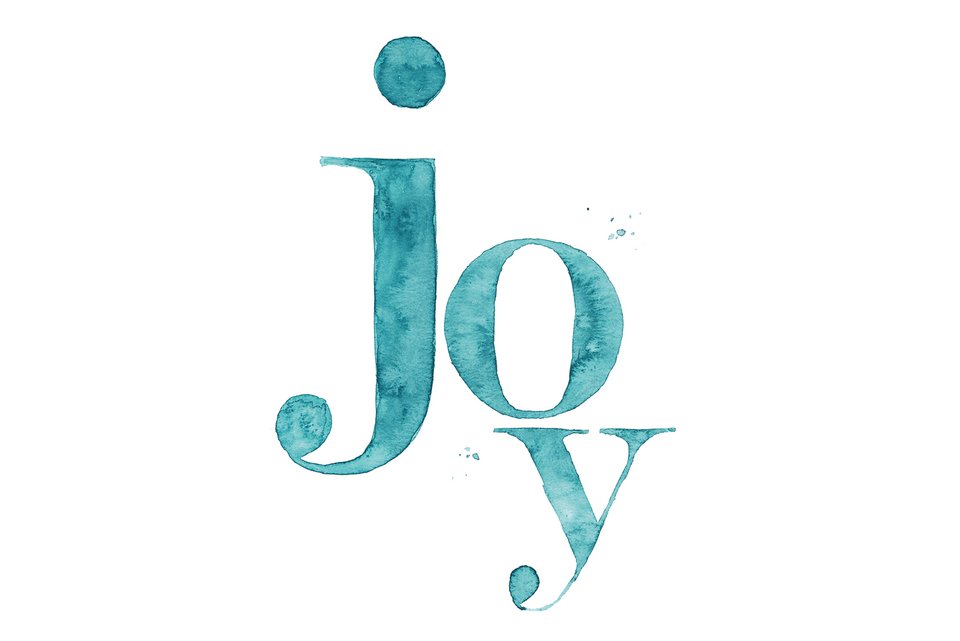 Die Illustration zeigt das Wort "joy"